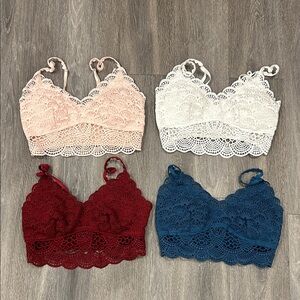 Lace Bralette Set in Red, Blue, Pink, and White